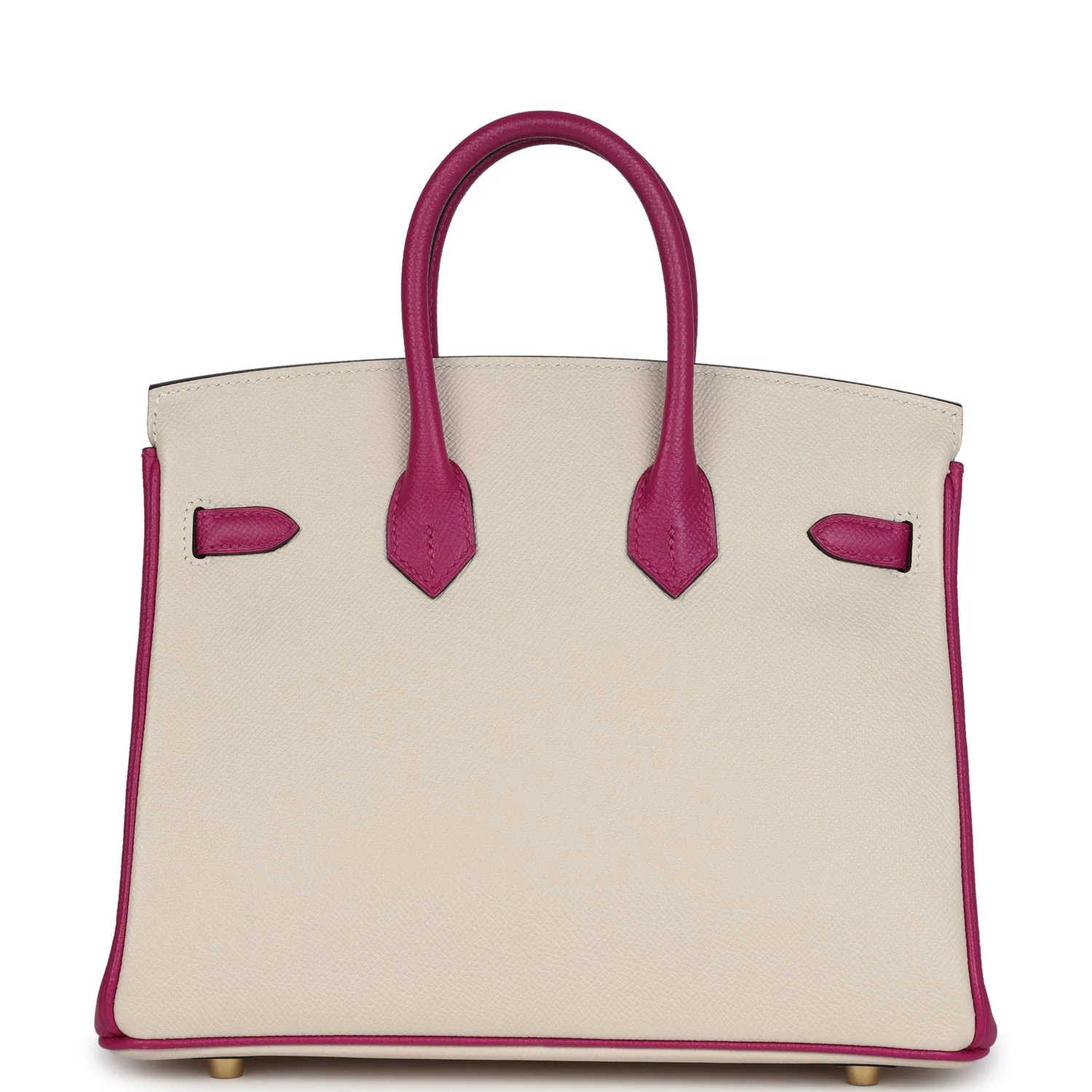 Replicate Hermes Special Order (HSS) Birkin Sellier 25 Craie and Rose Pourpre Epsom Brushed Gold Hardware(1:1 replica)