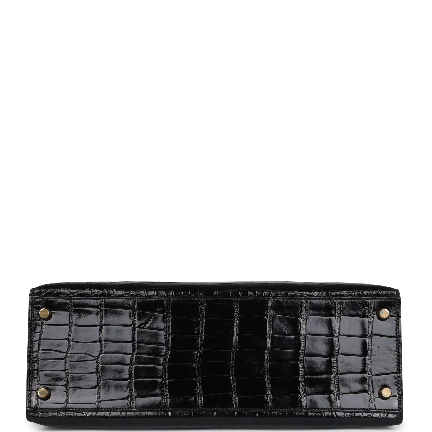 Replicate Vintage Hermes Kelly Sellier 32 Black Shiny Alligator Gold Hardware(1:1 replica)