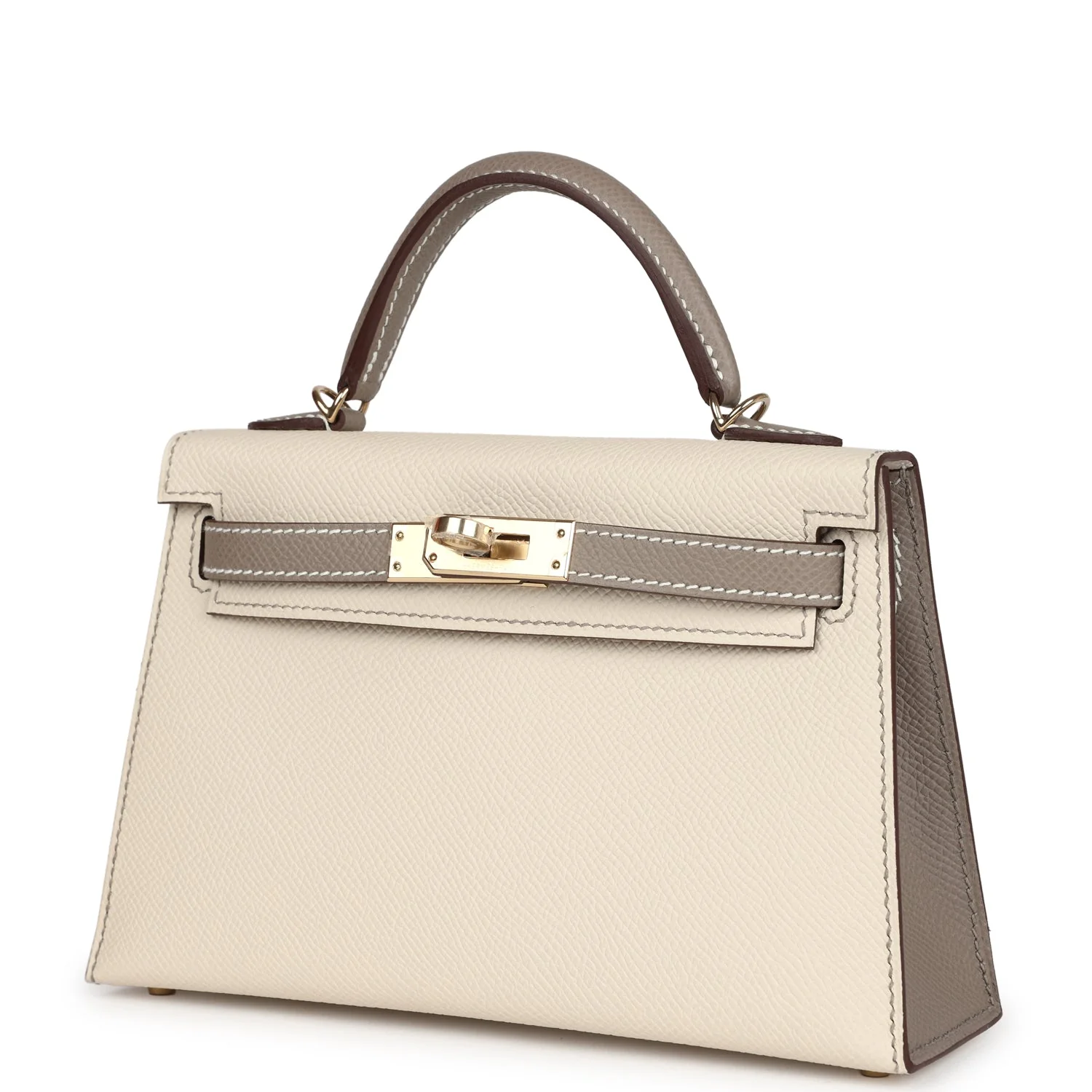 Replicate Hermes Special Order (HSS) Kelly Sellier 20 Craie and Gris Asphalte Epsom Permabrass Hardware(1:1 replica)