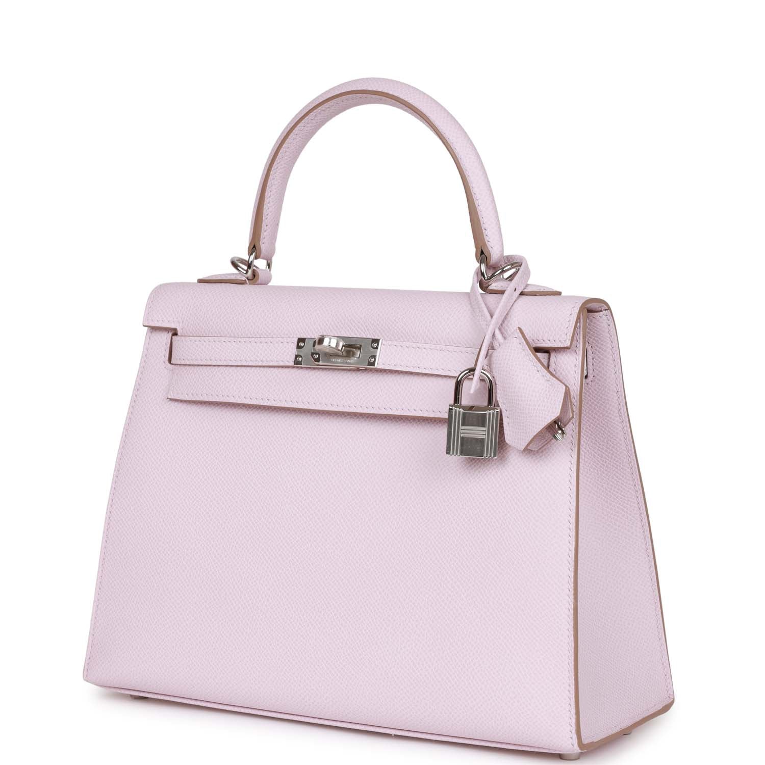 Replicate Hermes Kelly Sellier 25 Mauve Pale Epsom Palladium Hardware(1:1 replica)
