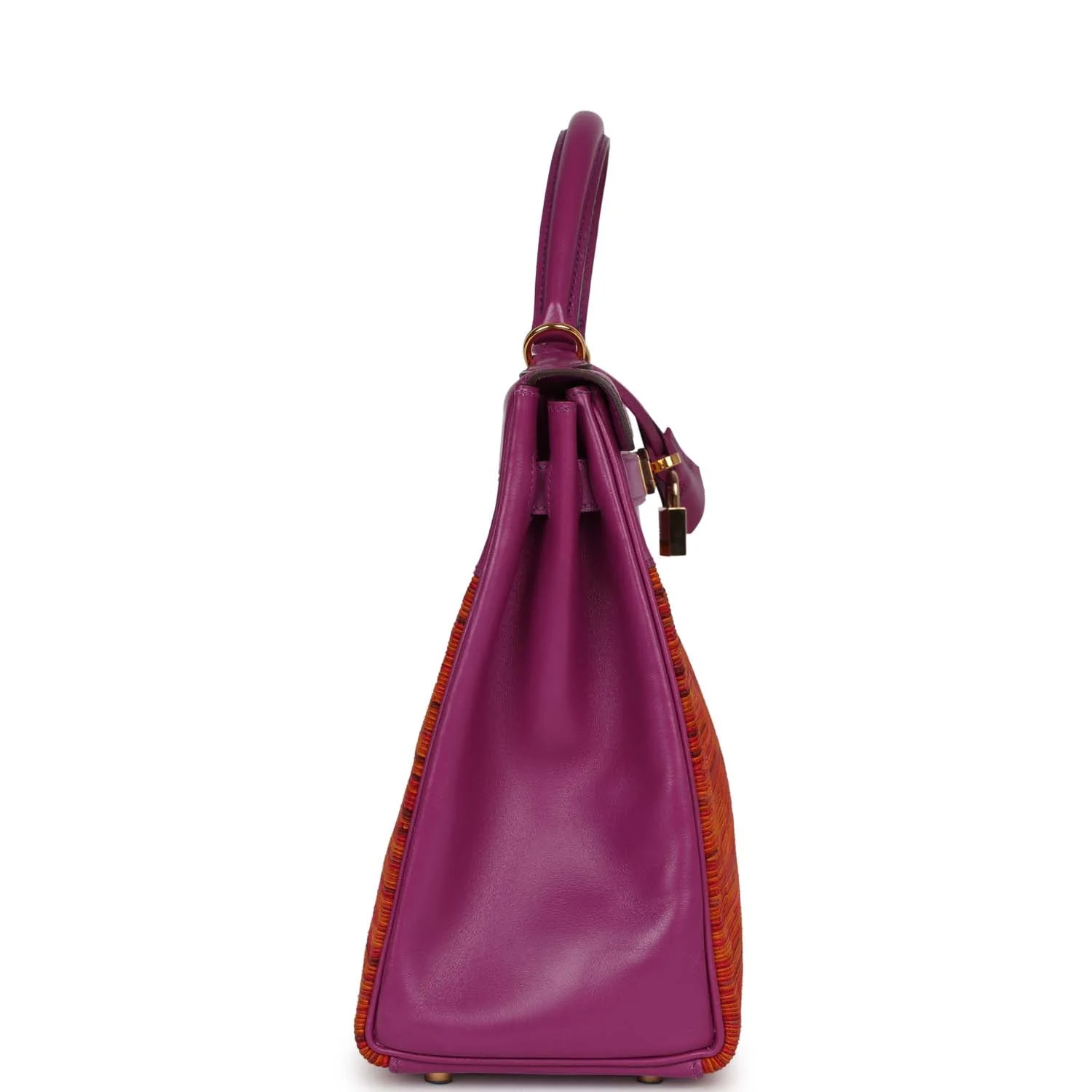 Replicate Vintage Hermes Kelly Retourne 32 Vibrato Cyclamen Box Gold Hardware(1:1 replica)