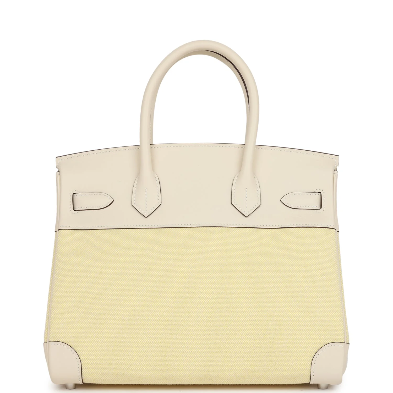 Replicate Hermes Birkin 30 Nata Swift and Jaune Poussin Toile Palladium Hardware(1:1 replica)