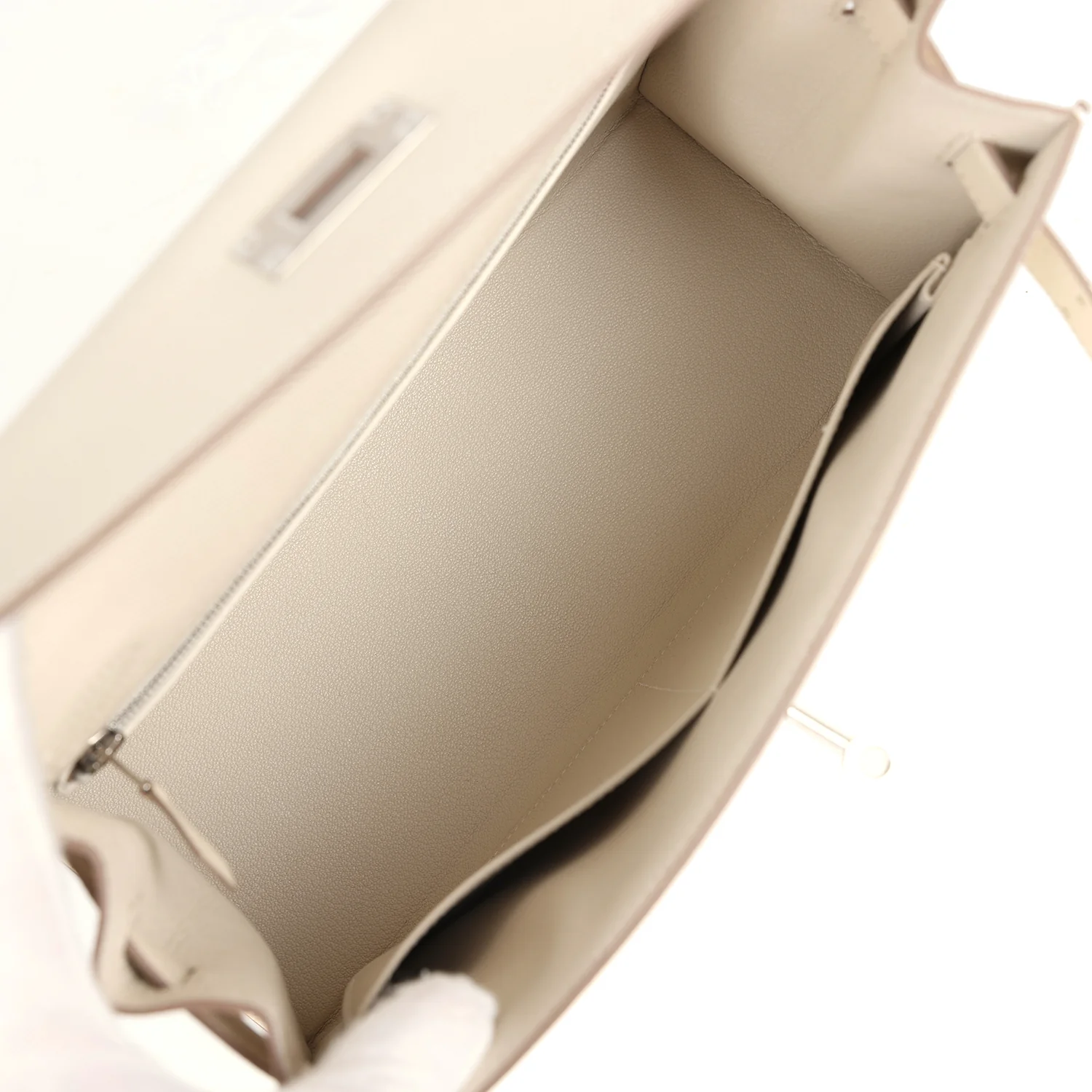 Replicate Hermes Kelly Sellier 28 Craie Epsom Palladium Hardware(1:1 replica)