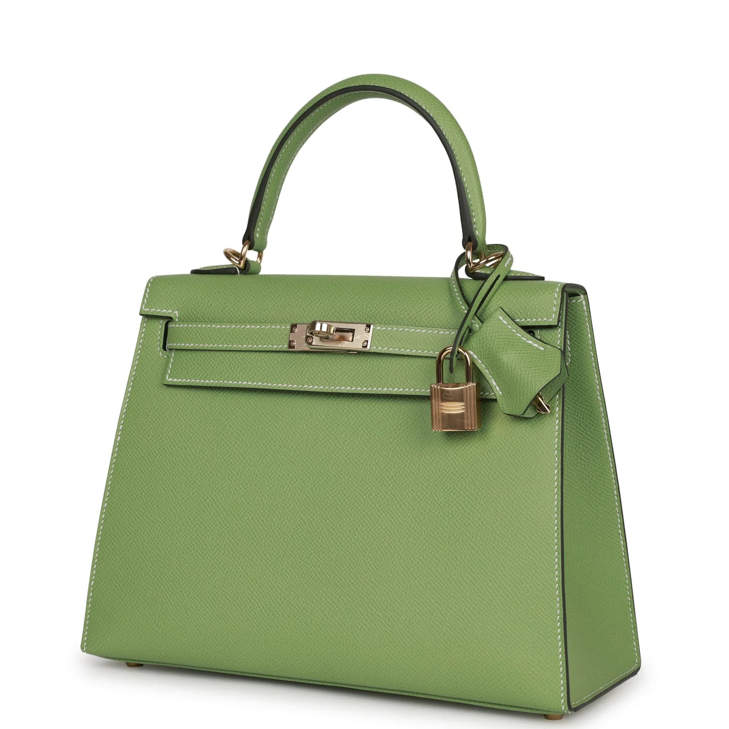 Replicate Hermes Special Order (HSS) Kelly Sellier 25 Vert Criquet Epsom Permabrass Hardware(1:1 replica)