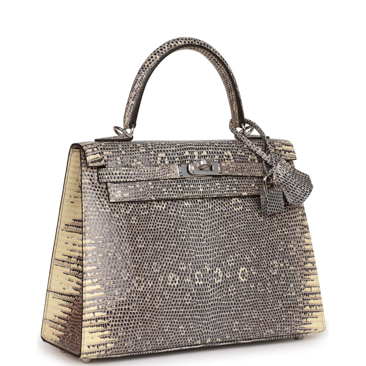 Replicate Hermes Kelly Sellier 25 Ombre Varanus Salvator Lizard Palladium Hardware(1:1 replica)