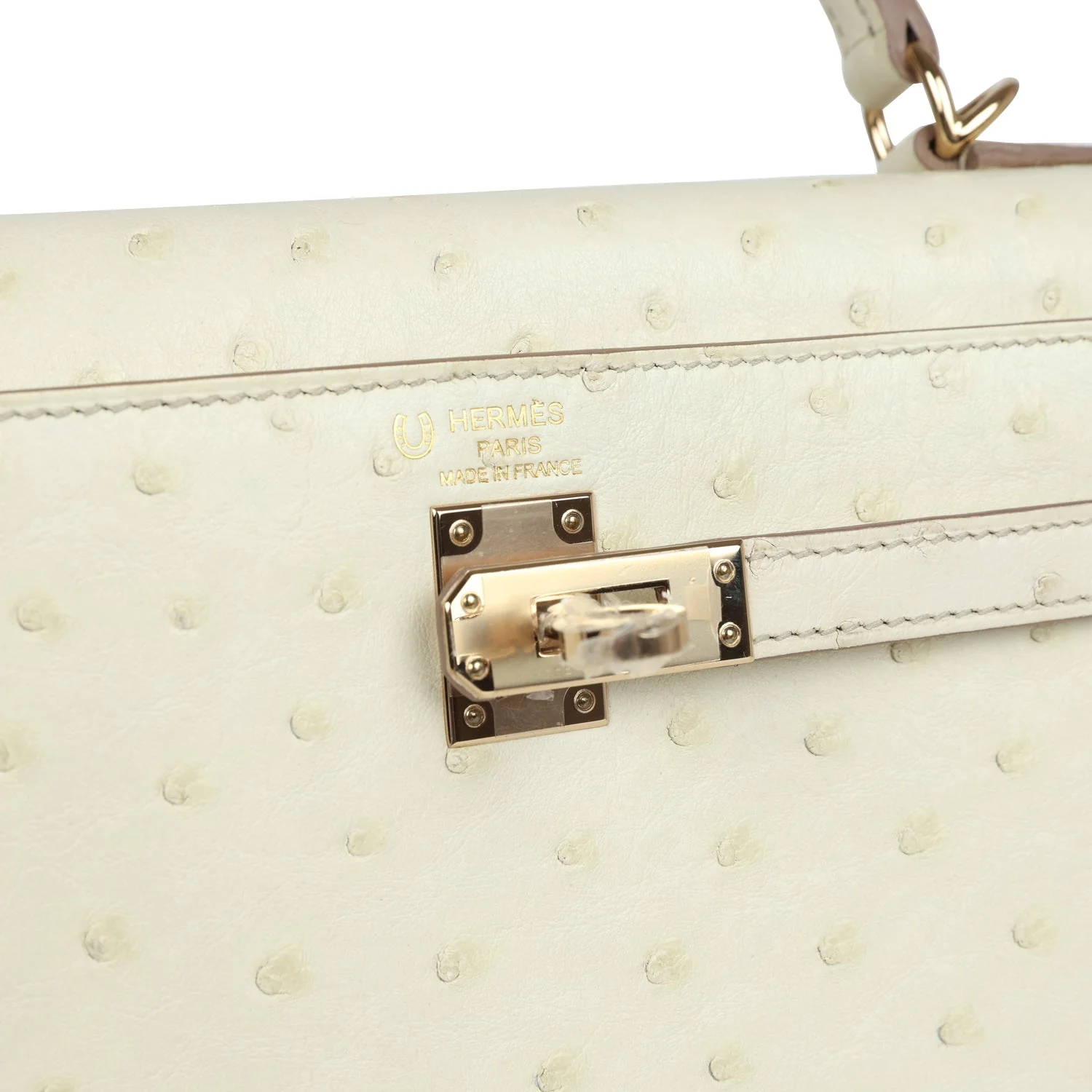 Replicate Hermes Special Order (HSS) Kelly Sellier 25 Nata Verso Ostrich Permabrass Hardware(1:1 replica)