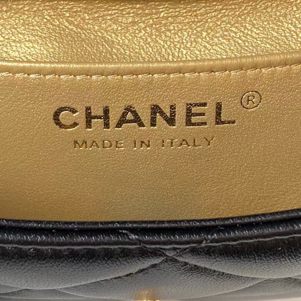 Replicate Chanel AS4868 Mini Flap Bag Pearl Lambskin Faux Pearl   Gold Metal Black(1:1 replica)