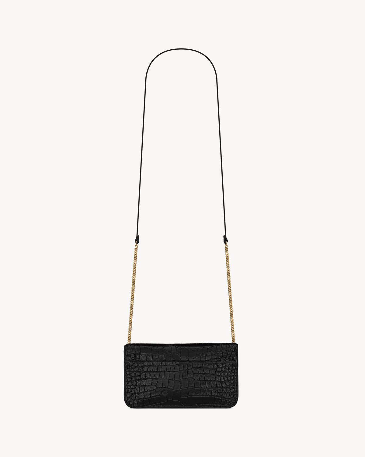 Replicate YSL Cassandre Phone Holder in Shiny Crocodile-Embossed Leather(1:1 replica)