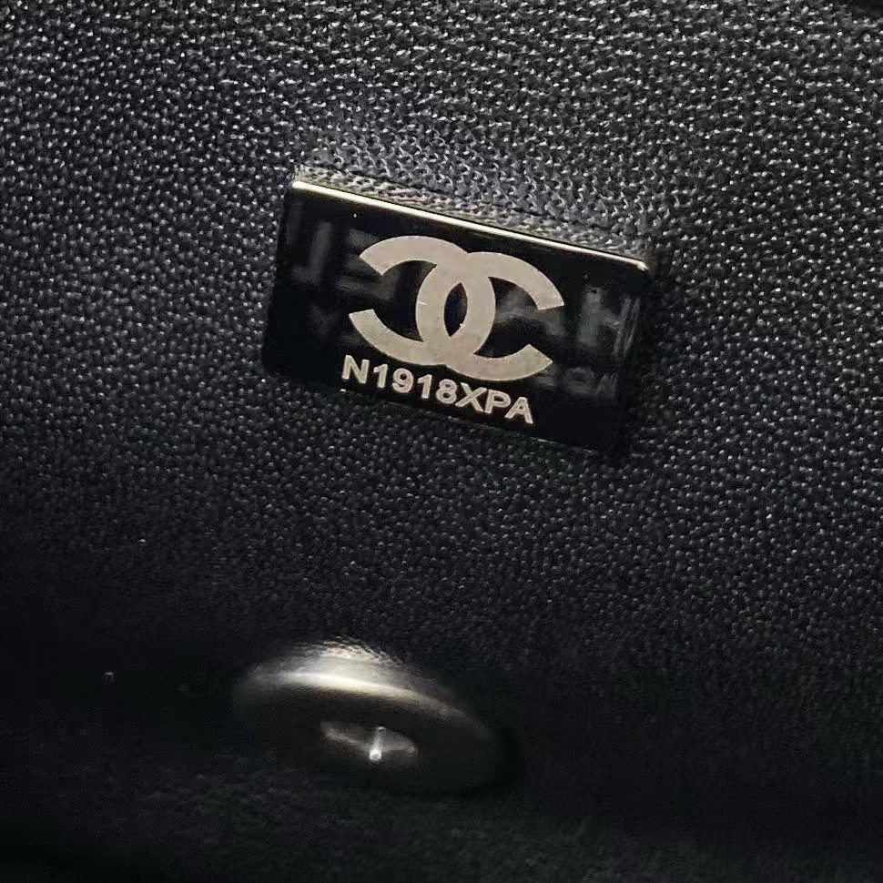 Replicate Chanel 23C AS1786 Mini Square Pearl Embossed Flap Bag Antique Silver Hardware Black(1:1 replica)