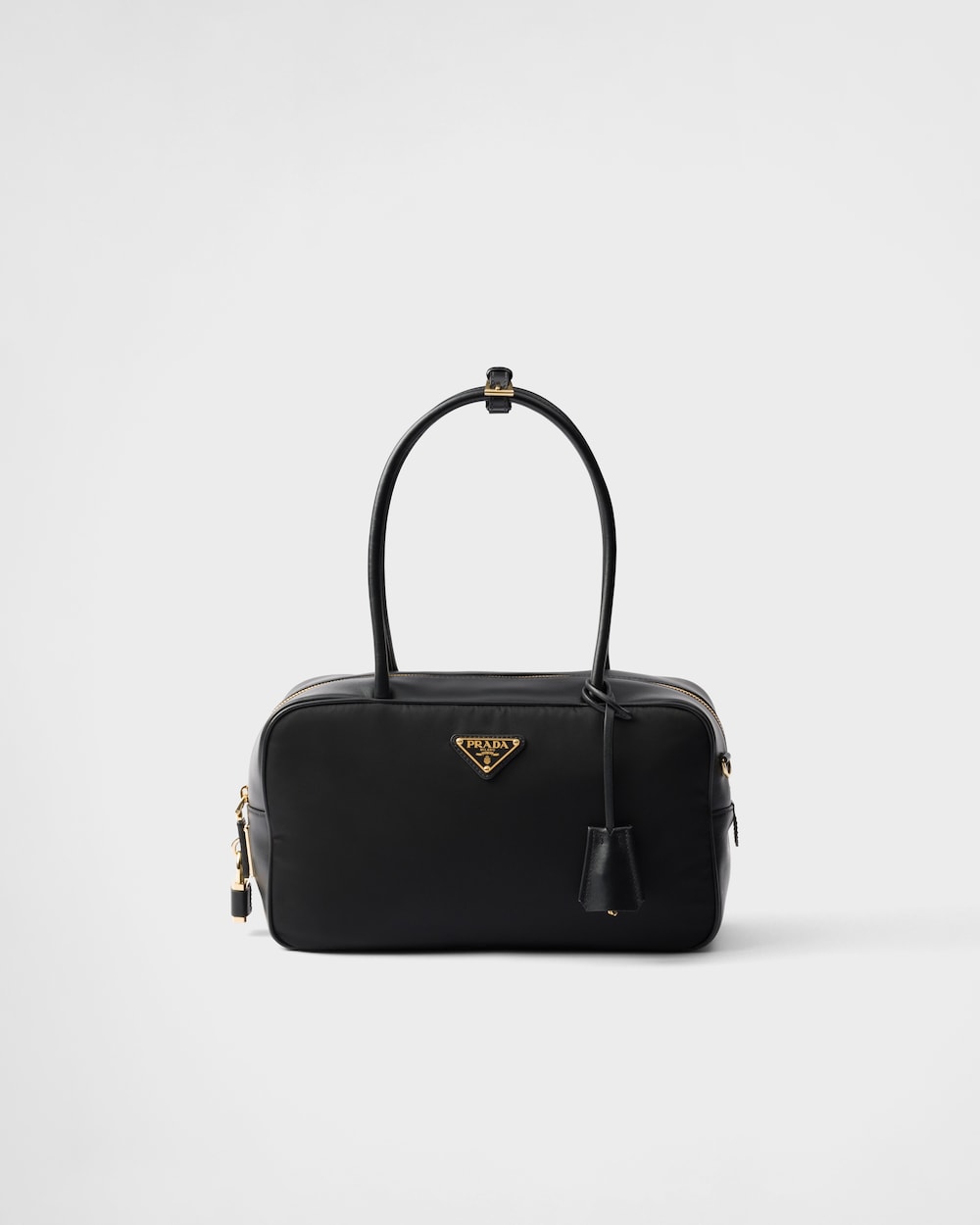 Replicate Re-Nylon and Leather Medium Top-Handle Bag With Padlock(1:1 replica)