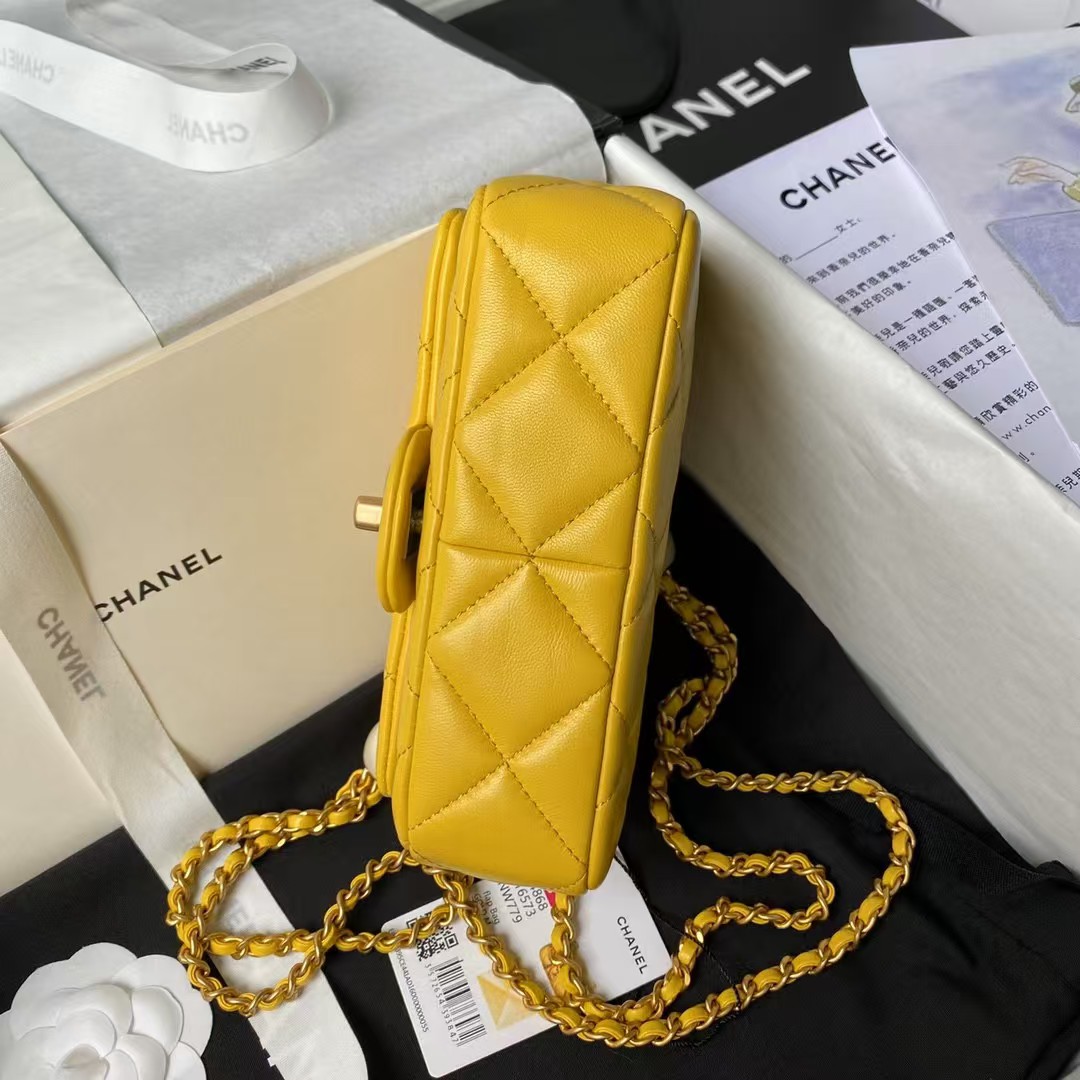 Replicate Chanel AS4868 Mini Flap Bag Pearl Lambskin Faux Pearl   Gold Metal Yellow(1:1 replica)
