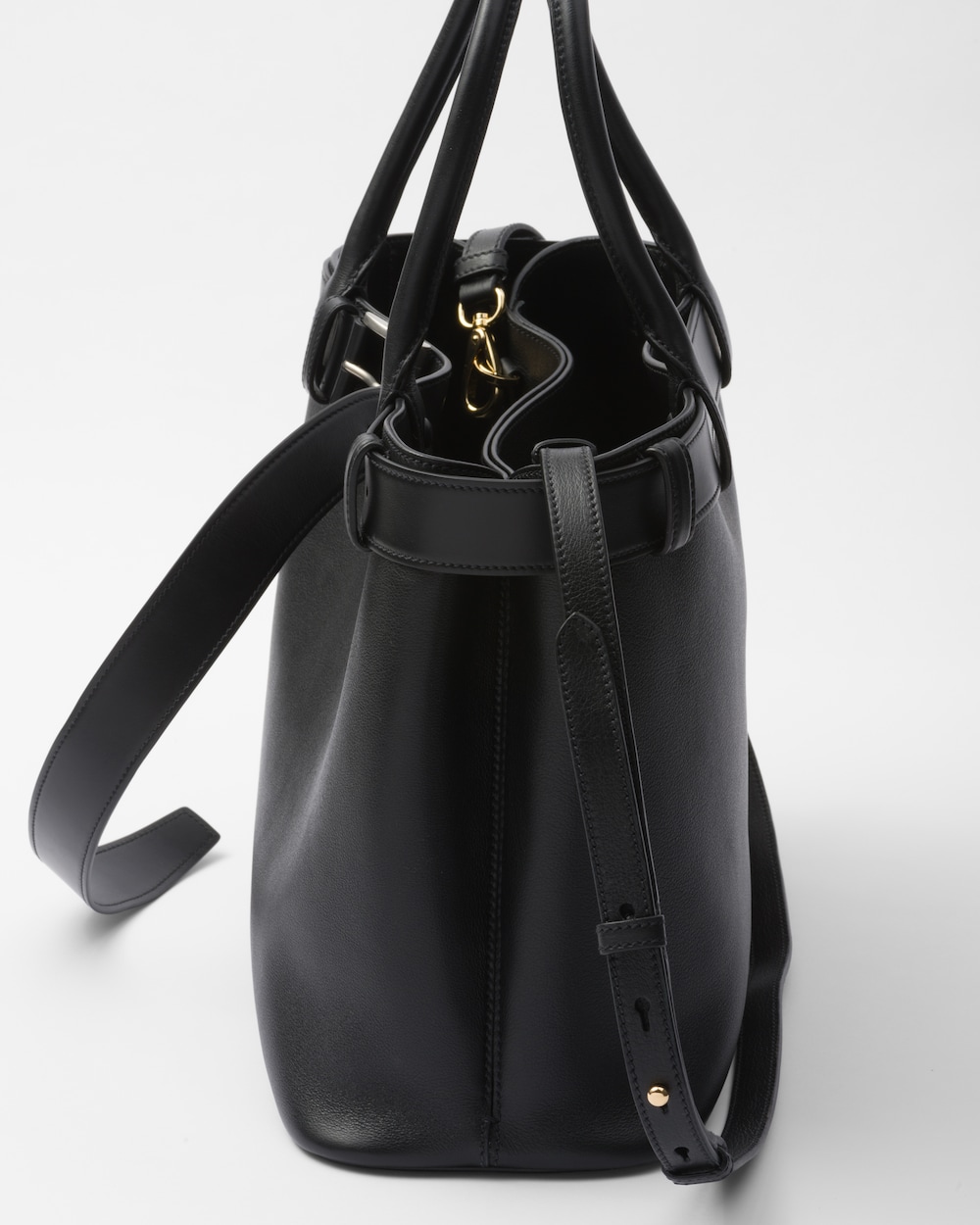 Replicate Prada Buckle Large Leather Handbag With Belt(1:1 replica)