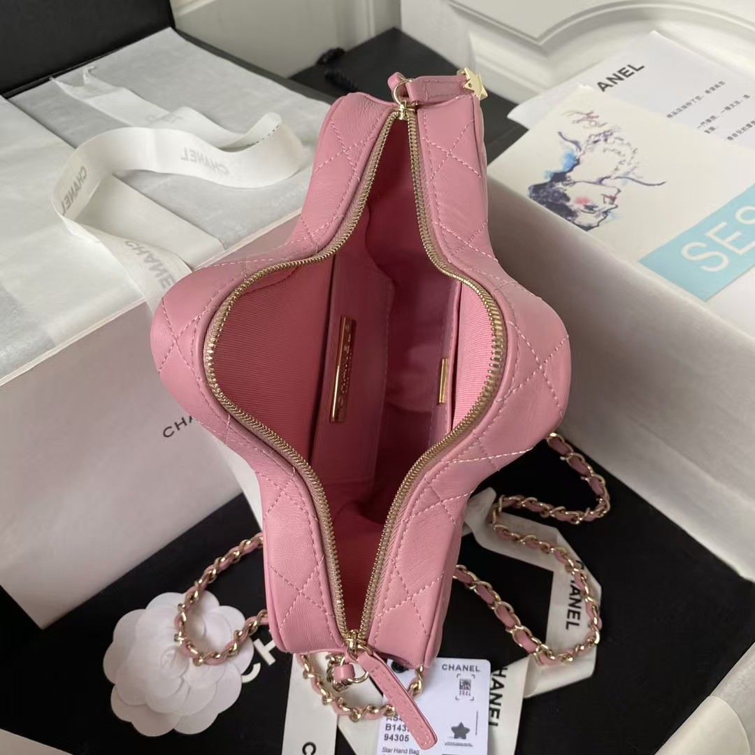 Replicate Chanel 24C AS4579 Star Bag Pink Lambskin Light Gold Hardware(1:1 replica)