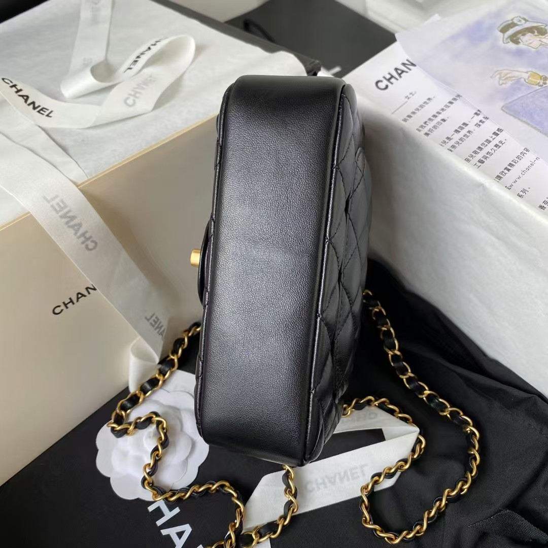 Replicate Chanel AS4385 Mini Flap Bag Pearl Lambskin Faux Pearl   Gold Metal Black(1:1 replica)