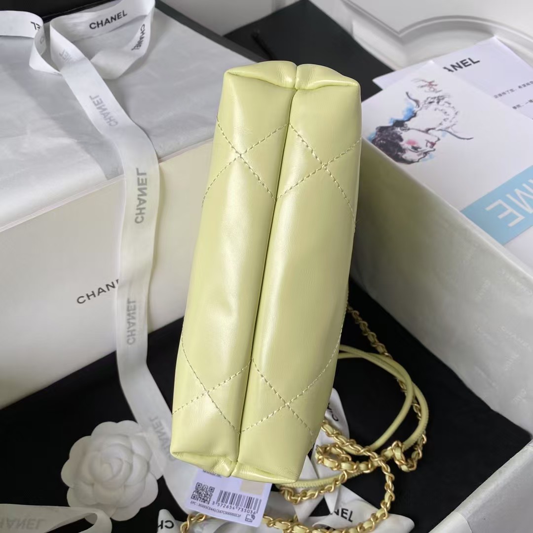 Replicate Chanel 22 AS3980 Mini Tote Shiny Calfskin   Gold-Tone Metal Yellow(1:1 replica)