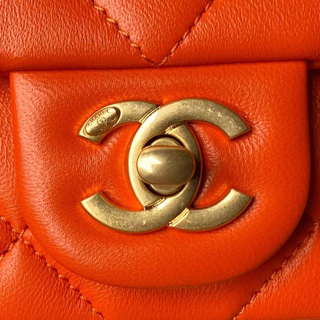 Replicate Chanel AS4861 Small Flap Bag Pearl Lambskin Faux Pearl   Gold Metal Orange(1:1 replica)