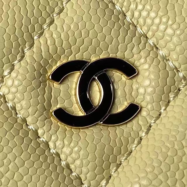 Replicate Chanel 24S AP4000 Mini Clutch With Chain Crossbody Bag Yellow Caviar Light Gold Hardware(1:1 replica)