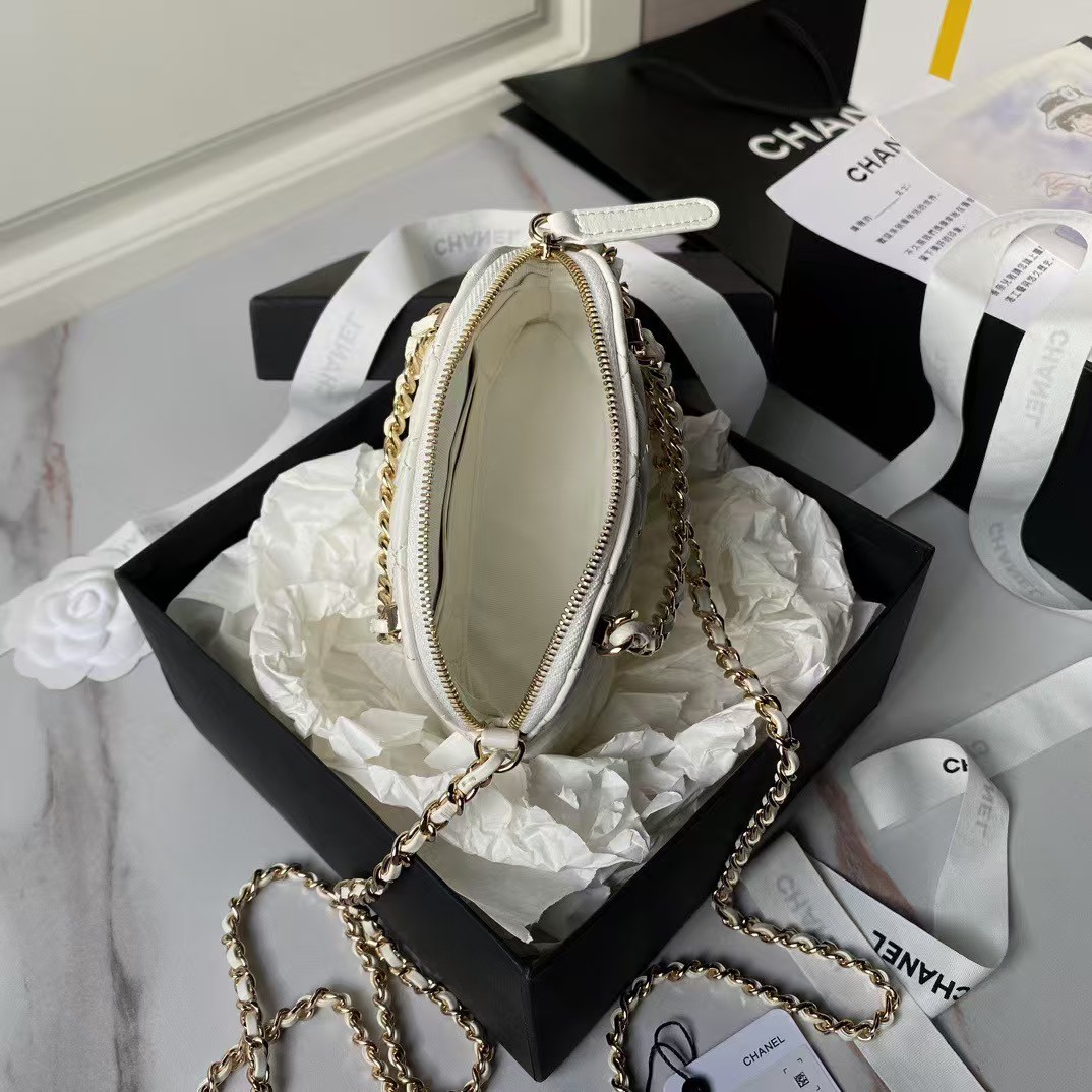 Replicate Chanel 24B AP3354 Calfskin Chain Clutch White(1:1 replica)