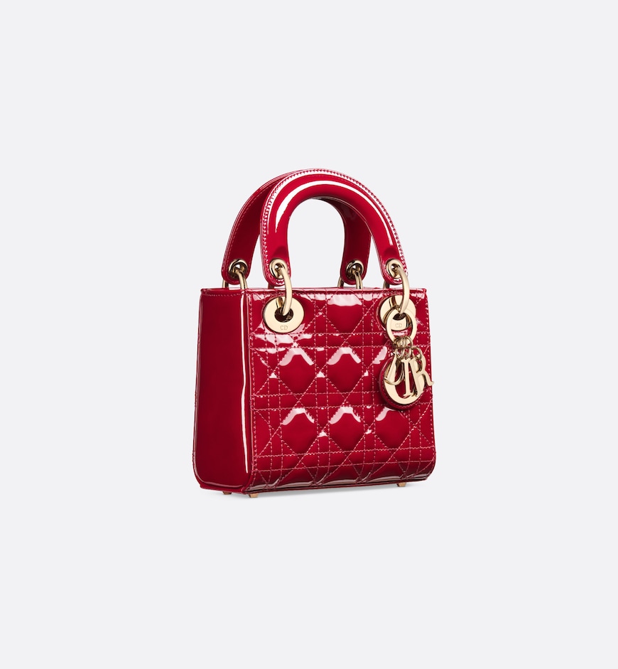 Replicate Dior Mini Dioriviera Lady Dior Bag Patent Leather(1:1 replica)