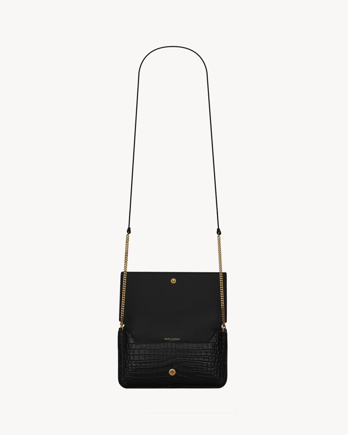 Replicate YSL Cassandre Phone Holder in Shiny Crocodile-Embossed Leather(1:1 replica)