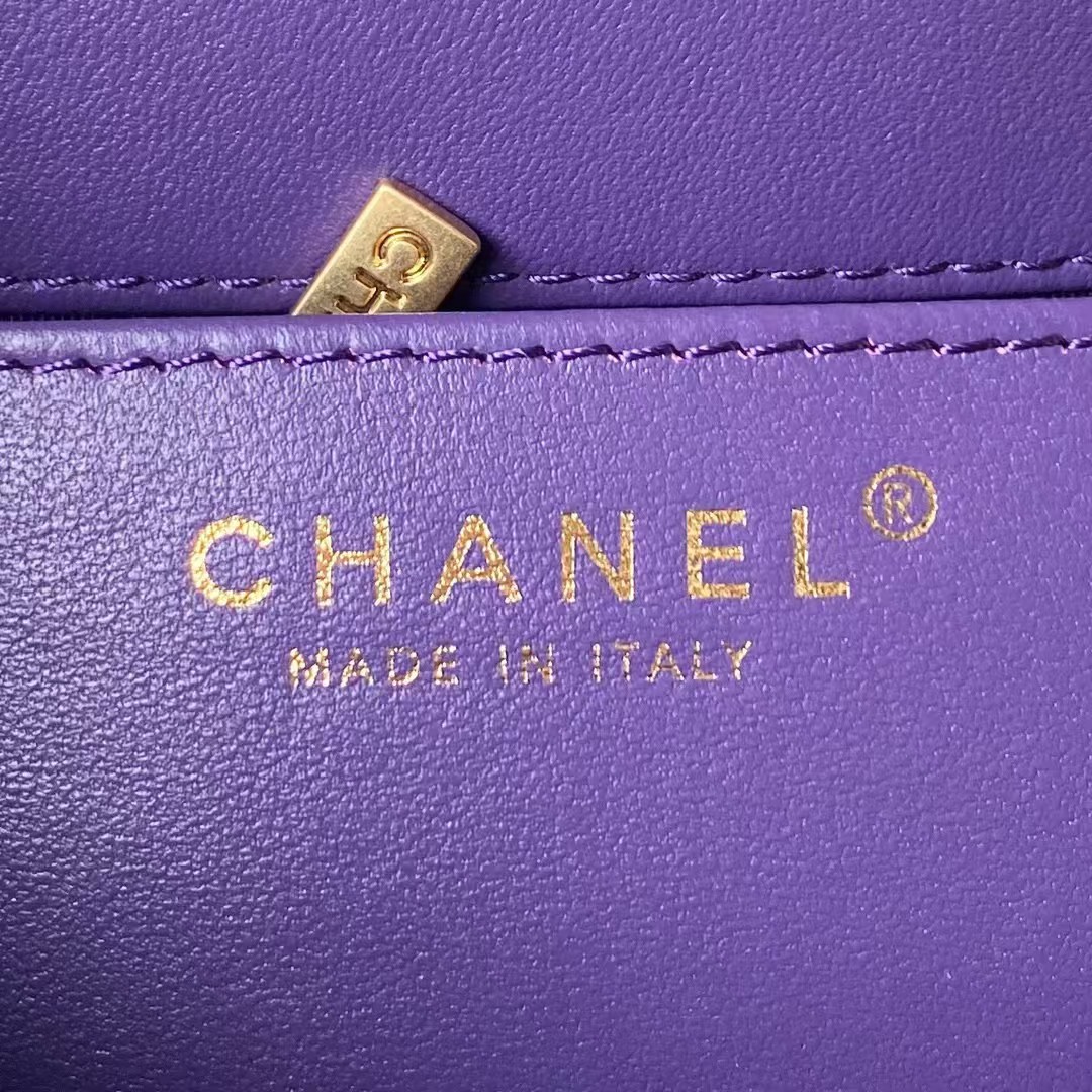 Replicate Chanel 24C AS4596 Vintage Logo Quilted Lambskin Shoulder Bag Purple(1:1 replica)