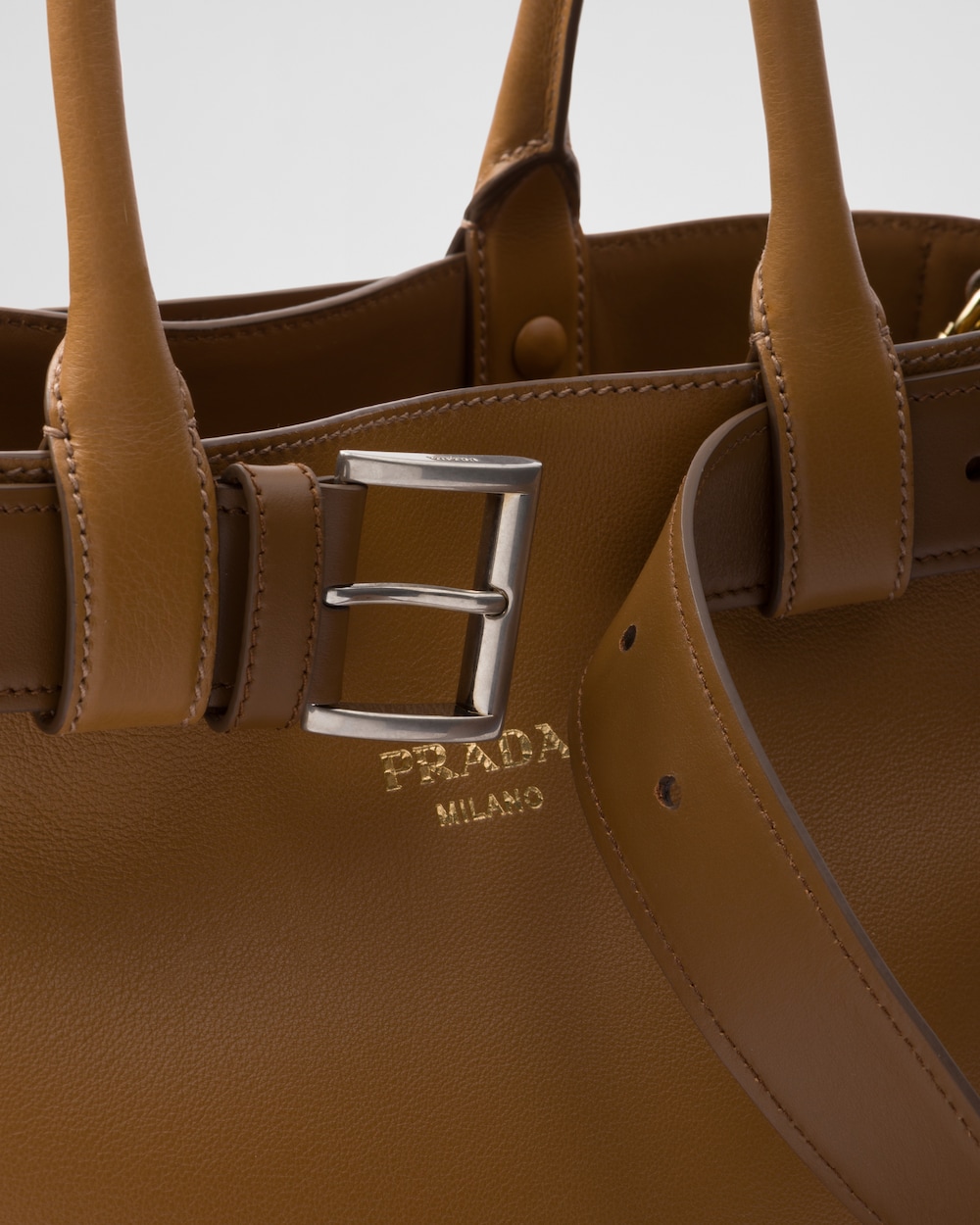 Replicate Prada Buckle Large Leather Handbag With Belt(1:1 replica)