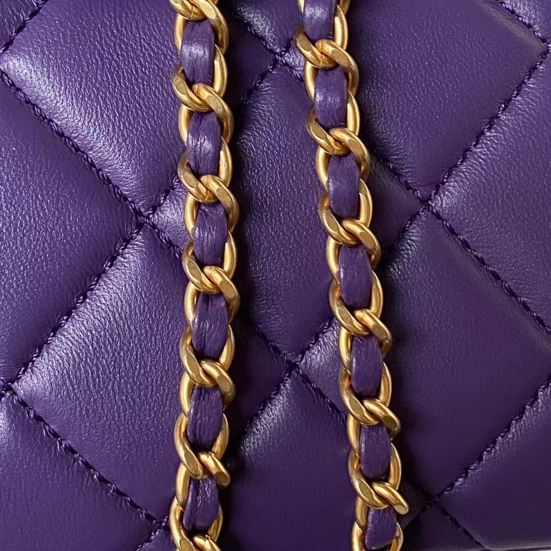 Replicate Chanel 24C AS4611 Vintage Logo Lambskin Rectangular Shoulder Bag Purple(1:1 replica)