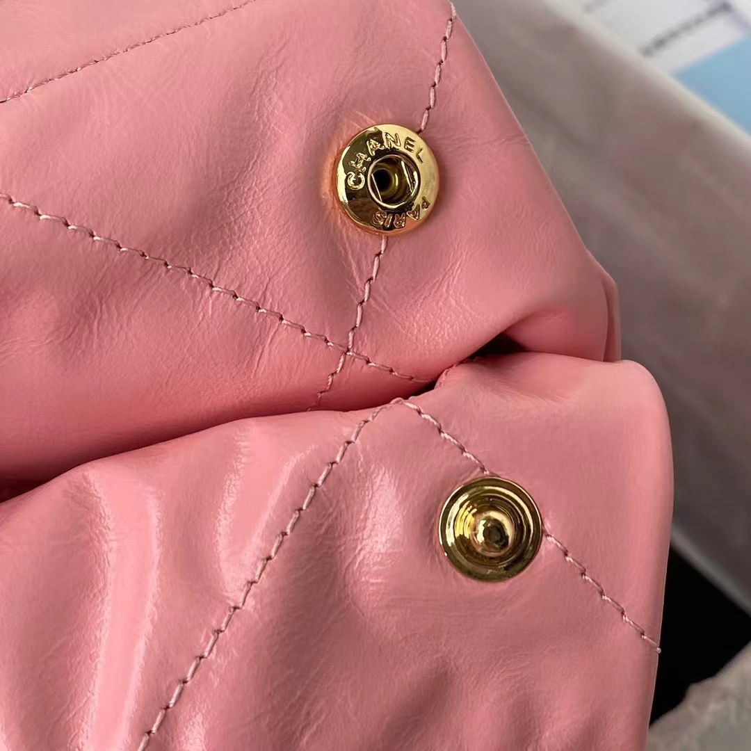 Replicate Chanel 22 AS3260 Small Bag Pink Calfskin Gold Hardware(1:1 replica)