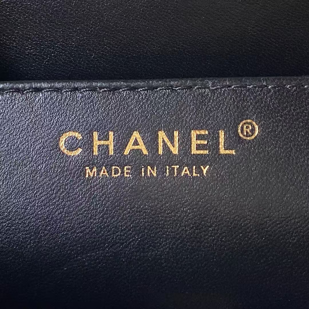 Replicate Chanel 24C AS4596 Vintage Logo Quilted Lambskin Shoulder Bag Black(1:1 replica)