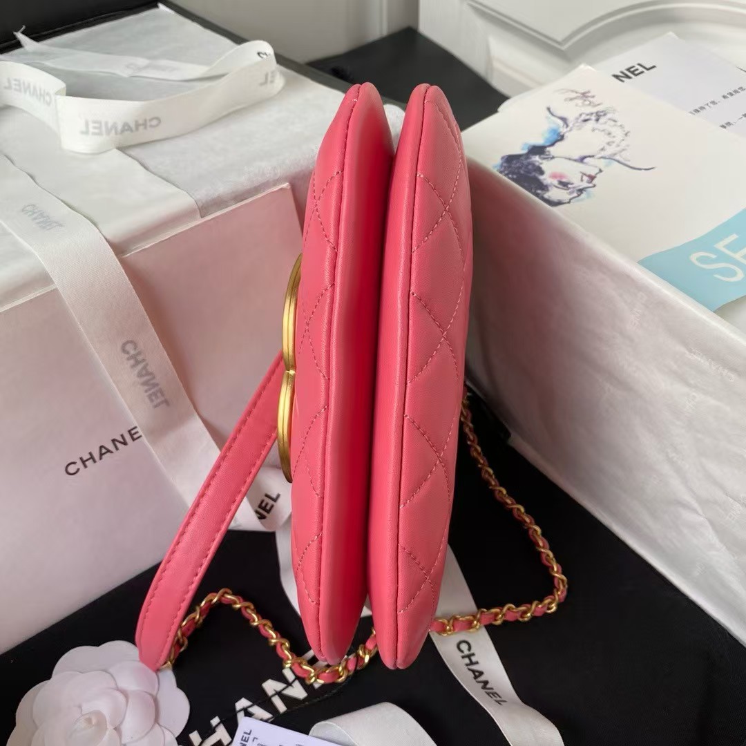 Replicate Chanel 24C Vintage Logo Small Quilted Lambskin Shoulder Bag AS4609 Dark Pink(1:1 replica)