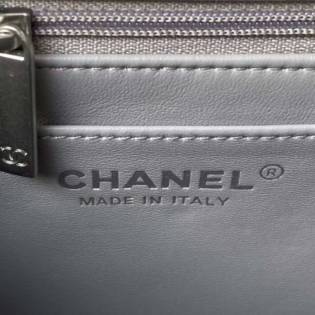 Replicate Chanel 23C AS1786 Mini Square Pearl Embossed Flap Bag Antique Silver Hardware Grey(1:1 replica)