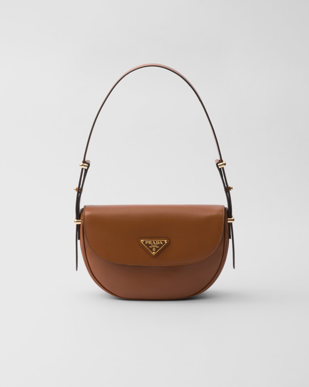 Replicate Prada Arqué Leather Shoulder Bag With Flap(1:1 replica)