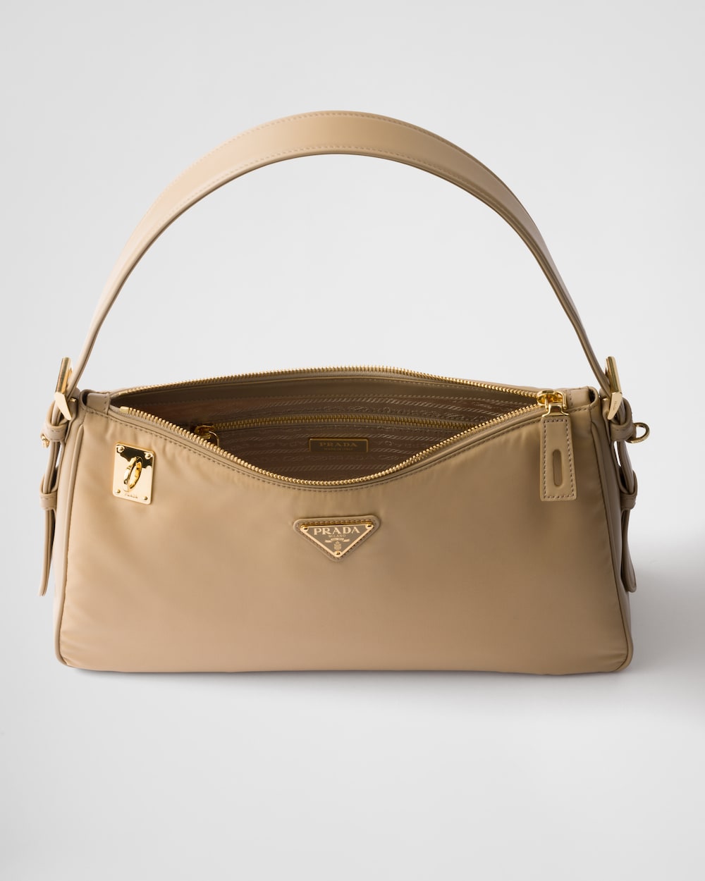 Replicate Prada Aimée Large Re-Nylon and Leather Shoulder Bag With Padlock(1:1 replica)
