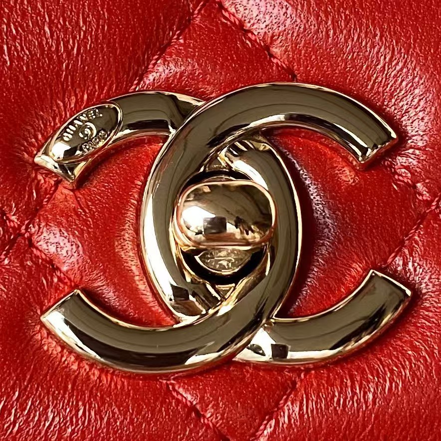 Replicate Chanel AS4654 Mini Fashion CC Flap Bag Red Lambskin Light Gold Hardware(1:1 replica)