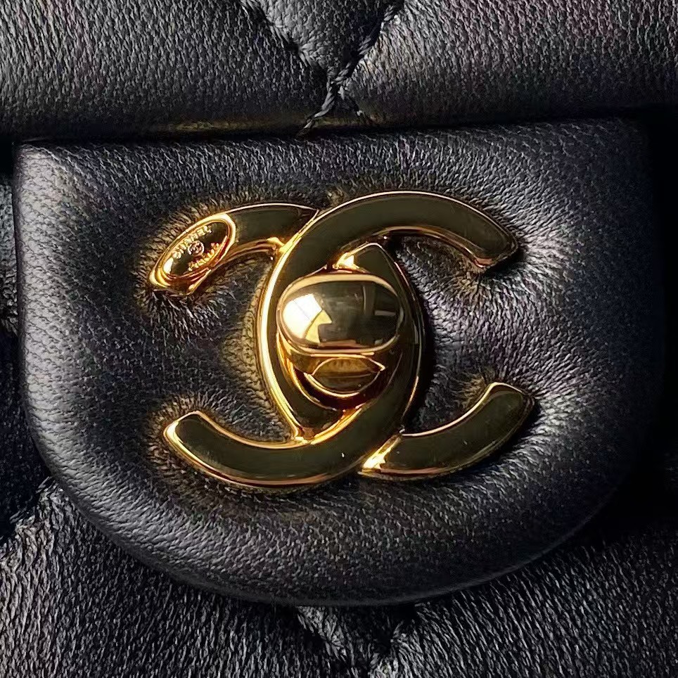 Replicate Chanel AS4847 Mini Flap Bag With Top Handle Lambskin Resin Black(1:1 replica)