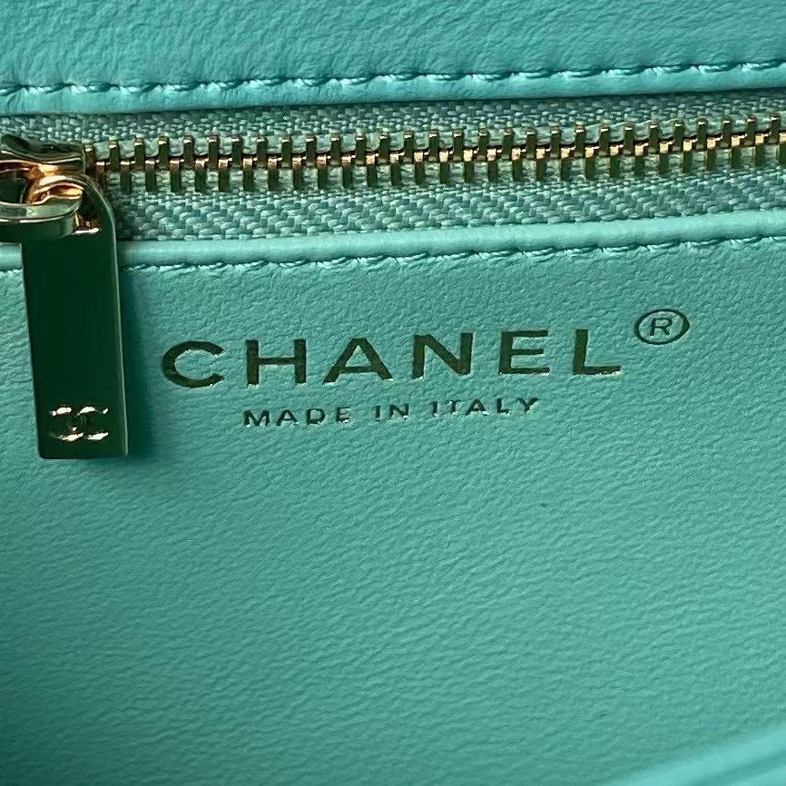 Replicate Chanel AS4654 Mini Trendy CC Flap Bag Turquoise Lambskin Light Gold Hardware(1:1 replica)