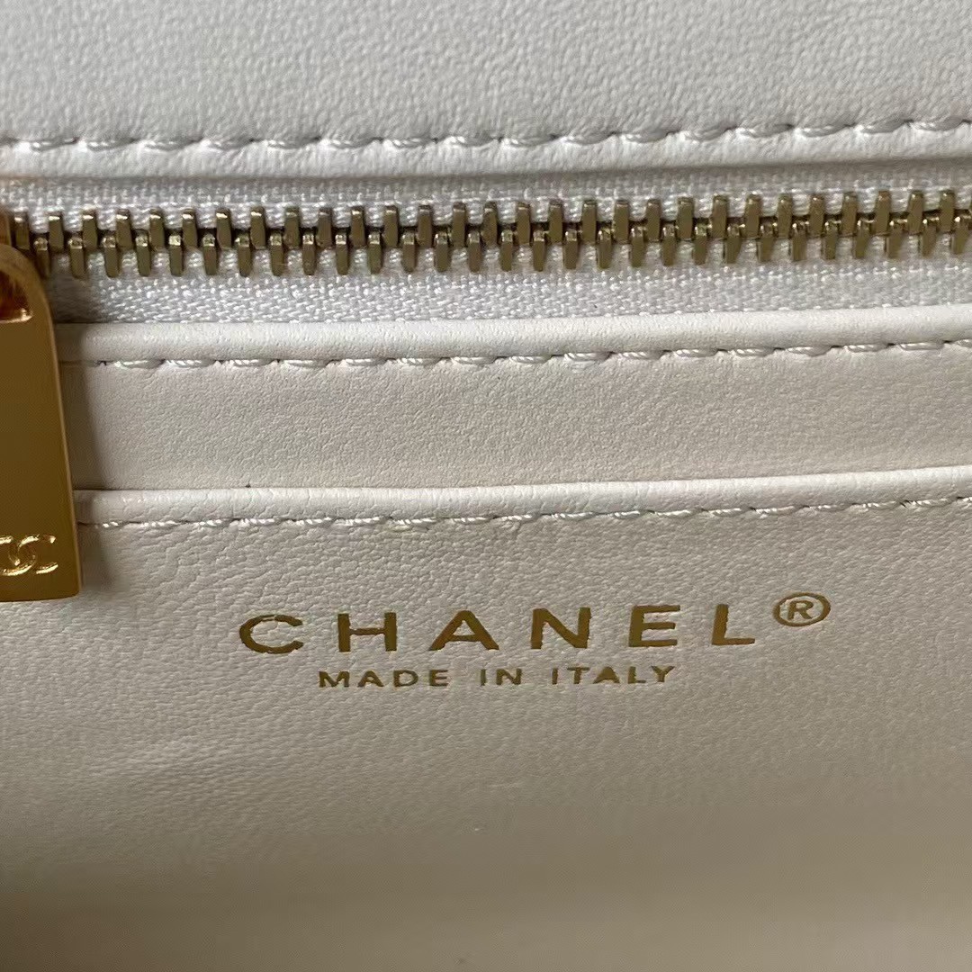 Replicate Chanel 23S AS4064 Camellia Embossed Chain Lambskin Flap Bag White(1:1 replica)