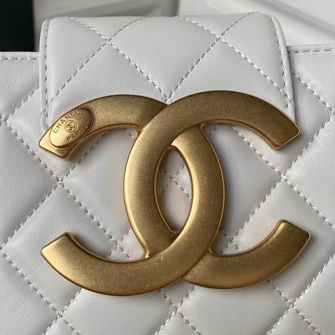 Replicate Chanel 24C AS4611 Vintage Logo Lambskin Rectangular Shoulder Bag White(1:1 replica)
