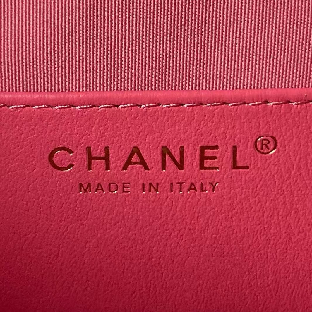 Replicate Chanel 24C AS4611 Vintage Logo Lambskin Rectangular Shoulder Bag Fuchsia(1:1 replica)