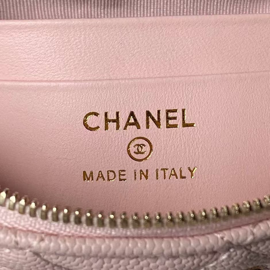 Replicate Chanel 24S AP4000 Mini Clutch with Chain Crossbody Bag Light Pink Caviar Light Gold Hardware(1:1 replica)