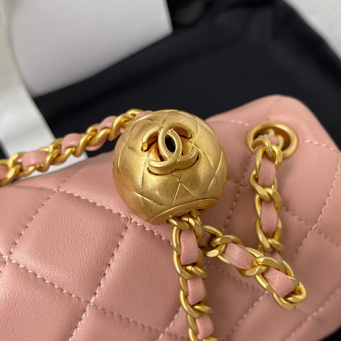 Replicate Chanel 23K AS1787 Mini Pearl Embossed Rectangular Flap Bag Lambskin Brushed Metal Hardware Dark Pink(1:1 replica)