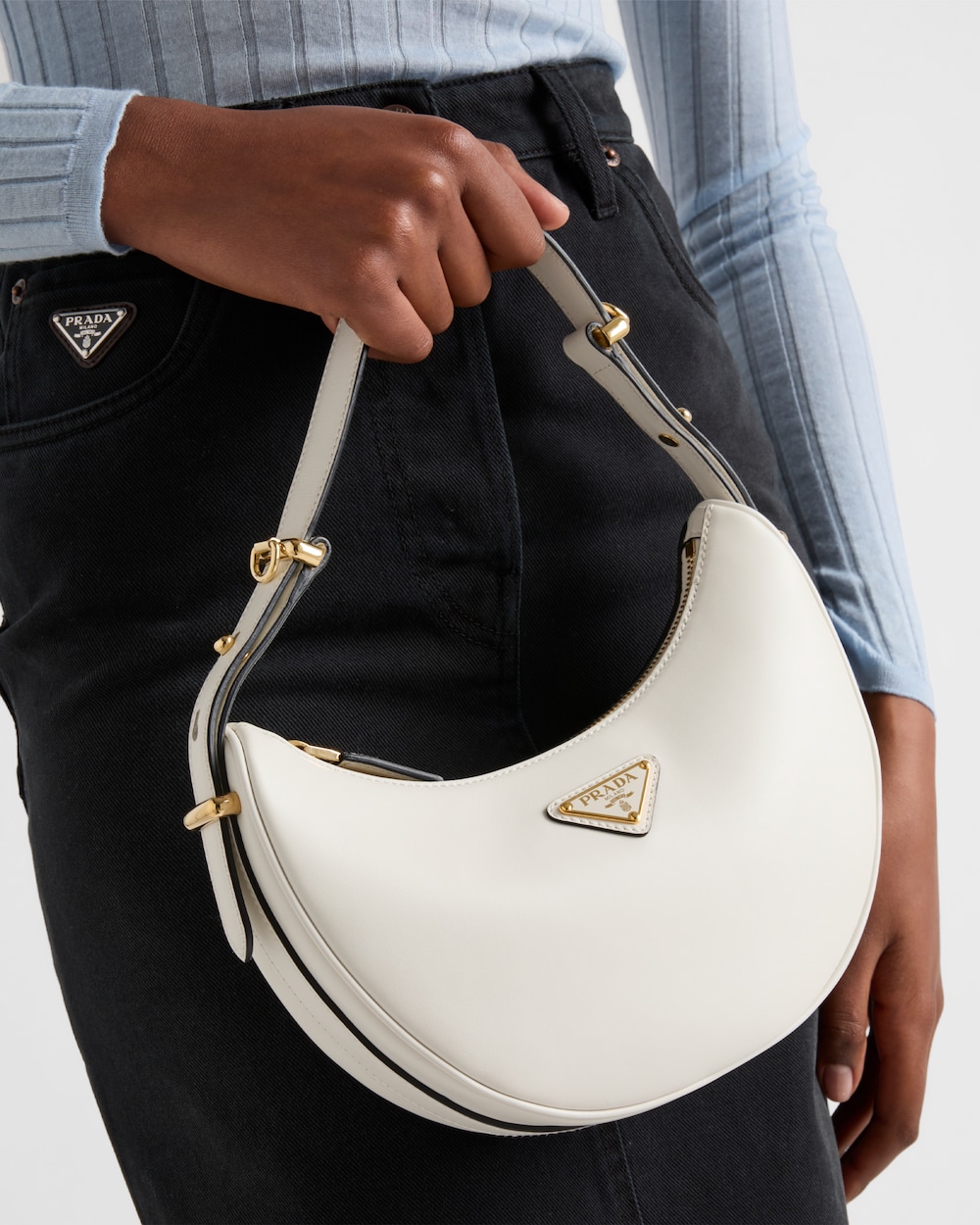 Replicate Prada Arqué Small Leather Shoulder Bag(1:1 replica)