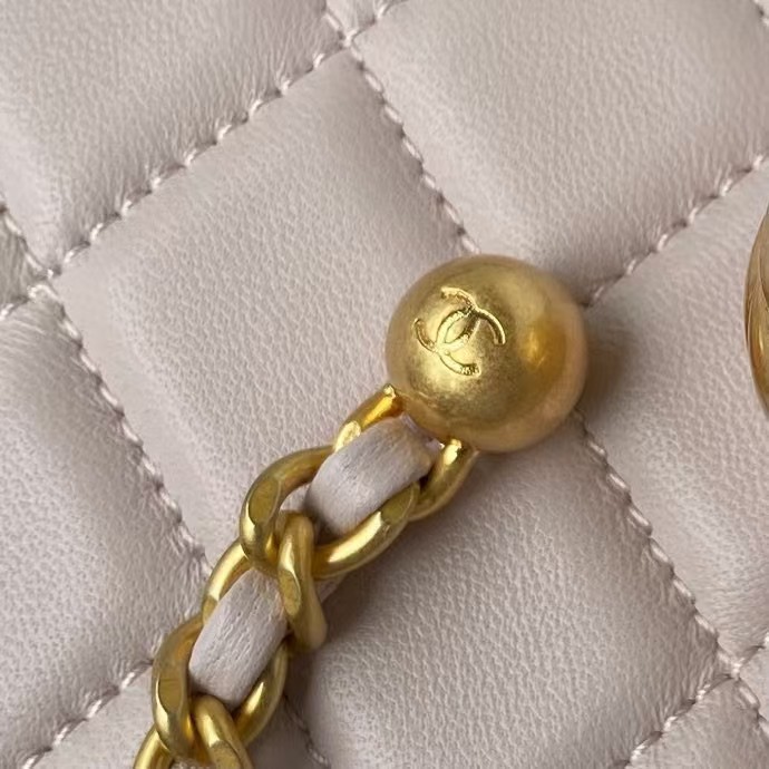 Replicate Chanel 23C AS1786 Mini Square Pearl Embossed Flap Bag Antique Gold Hardware Light Pink(1:1 replica)