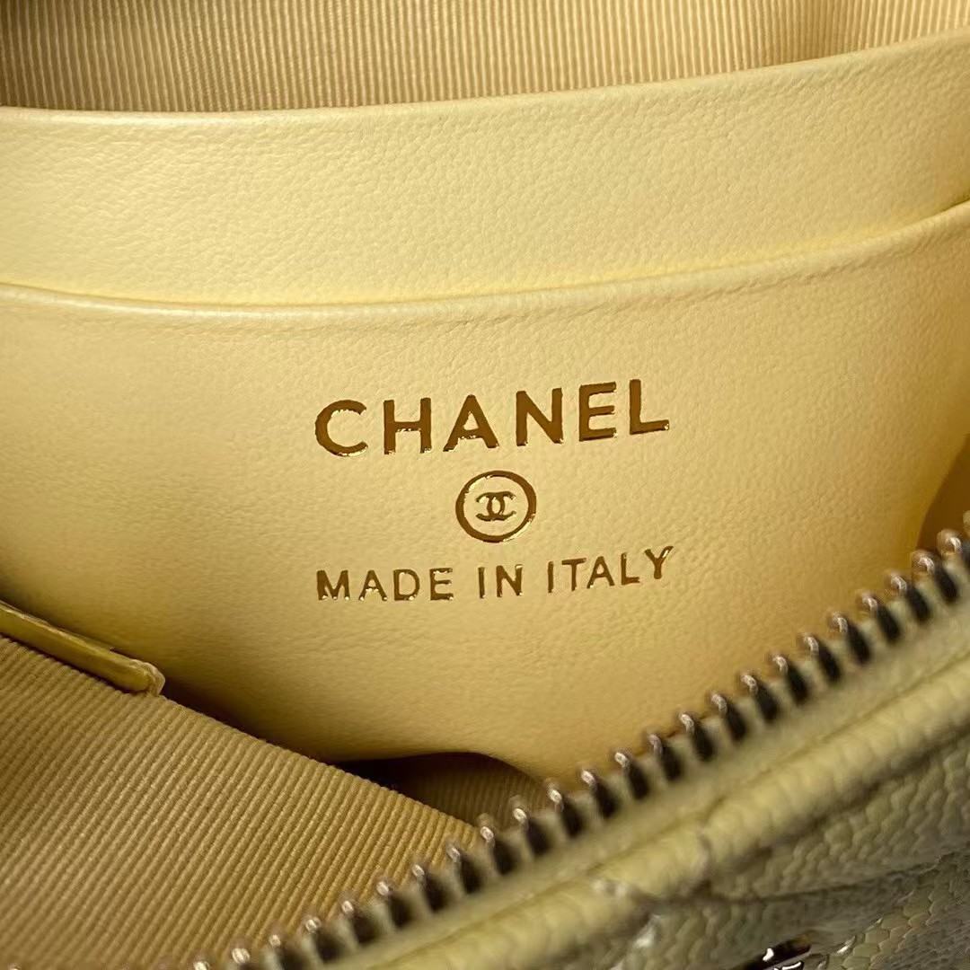 Replicate Chanel 24S AP4000 Mini Clutch With Chain Crossbody Bag Yellow Caviar Light Gold Hardware(1:1 replica)