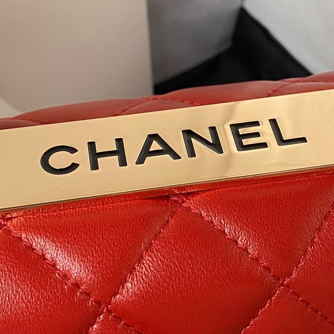 Replicate Chanel AS4654 Mini Fashion CC Flap Bag Red Lambskin Light Gold Hardware(1:1 replica)