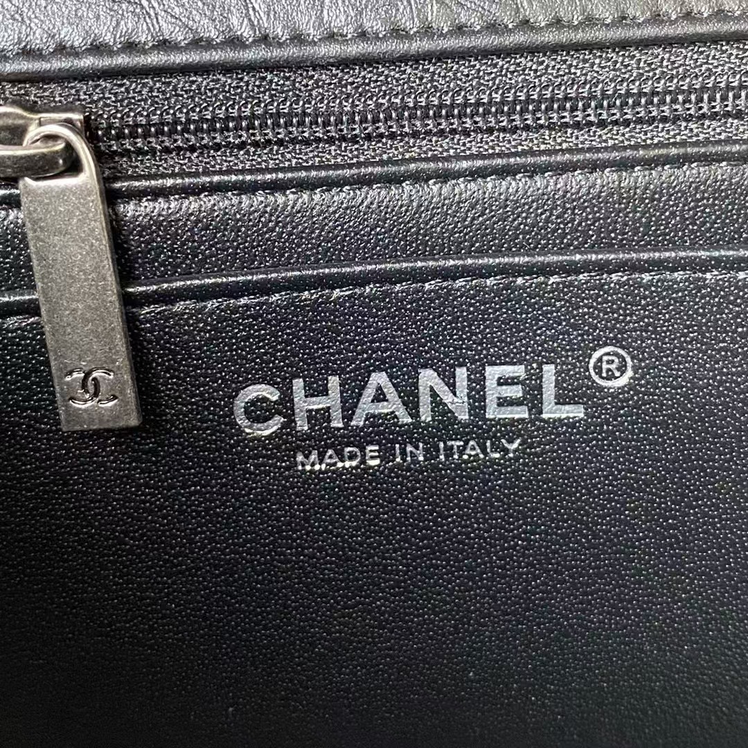 Replicate Chanel 23A Classic Mini 2.55 Flap Bag Black Distressed Calfskin Ruthenium Hardware(1:1 replica)