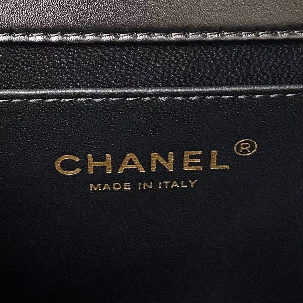 Replicate Chanel AS2649 Chain Bag With Gold Charm Small Vintage Calfskin Bag Black(1:1 replica)