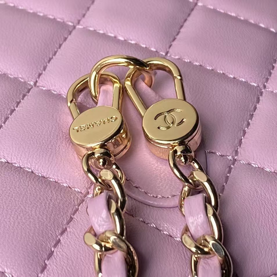 Replicate Chanel 24C AP3573 Mini Backpack Lambskin Gold Metal Purple(1:1 replica)