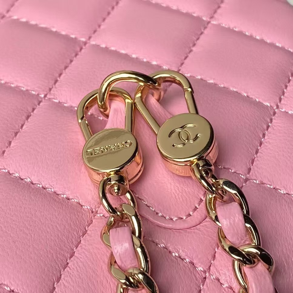 Replicate Chanel 24C AP3573 Mini Backpack Lambskin Gold Metal Pink(1:1 replica)