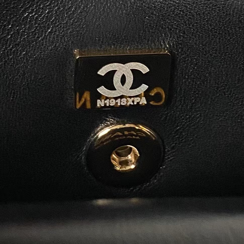 Replicate Chanel 24C AS4543 Mini Flap Bag Chain Bag Top Handle Black Lambskin(1:1 replica)
